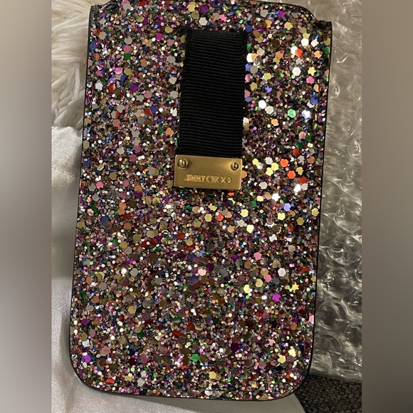 Authentic New JIMMY CHOO Multicoloured Coarse Glitter Card Holder - Picture 3 of 8